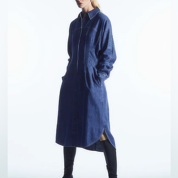 COS Oversized Waisted Denim Shirt Dress - Picture 1 of 13